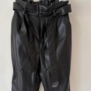 Steve Madden Black Faux Leather Paperbag Waist Pants
